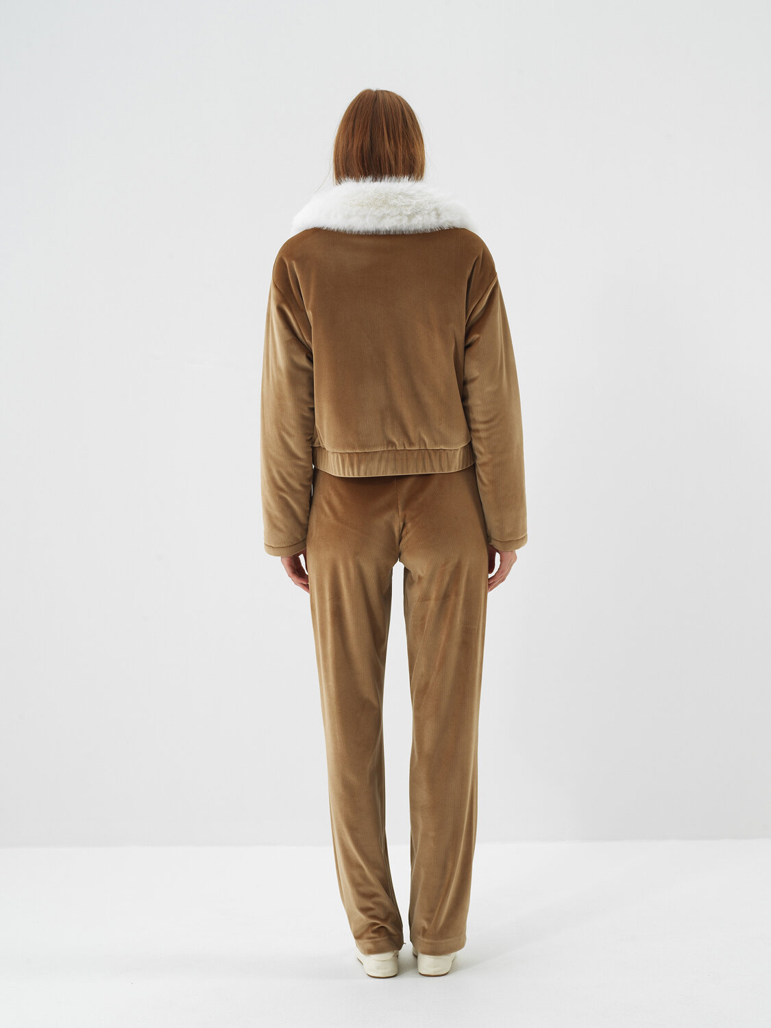 Camel Lüks Dokulu Soft Kadife Oversize Ceket - Xint