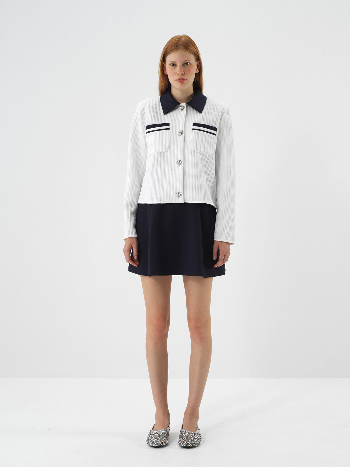 Ekru Modern Ekose Regular Fit Ceket - Xint