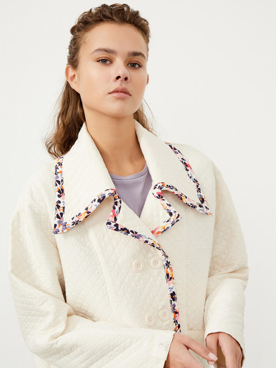 Ekru Oversize Pamuklu Ceket