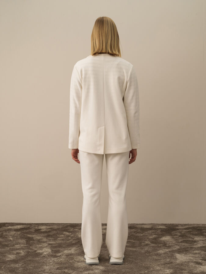 Ekru Pamuk Dokulu Regular Fit Ceket - Xint