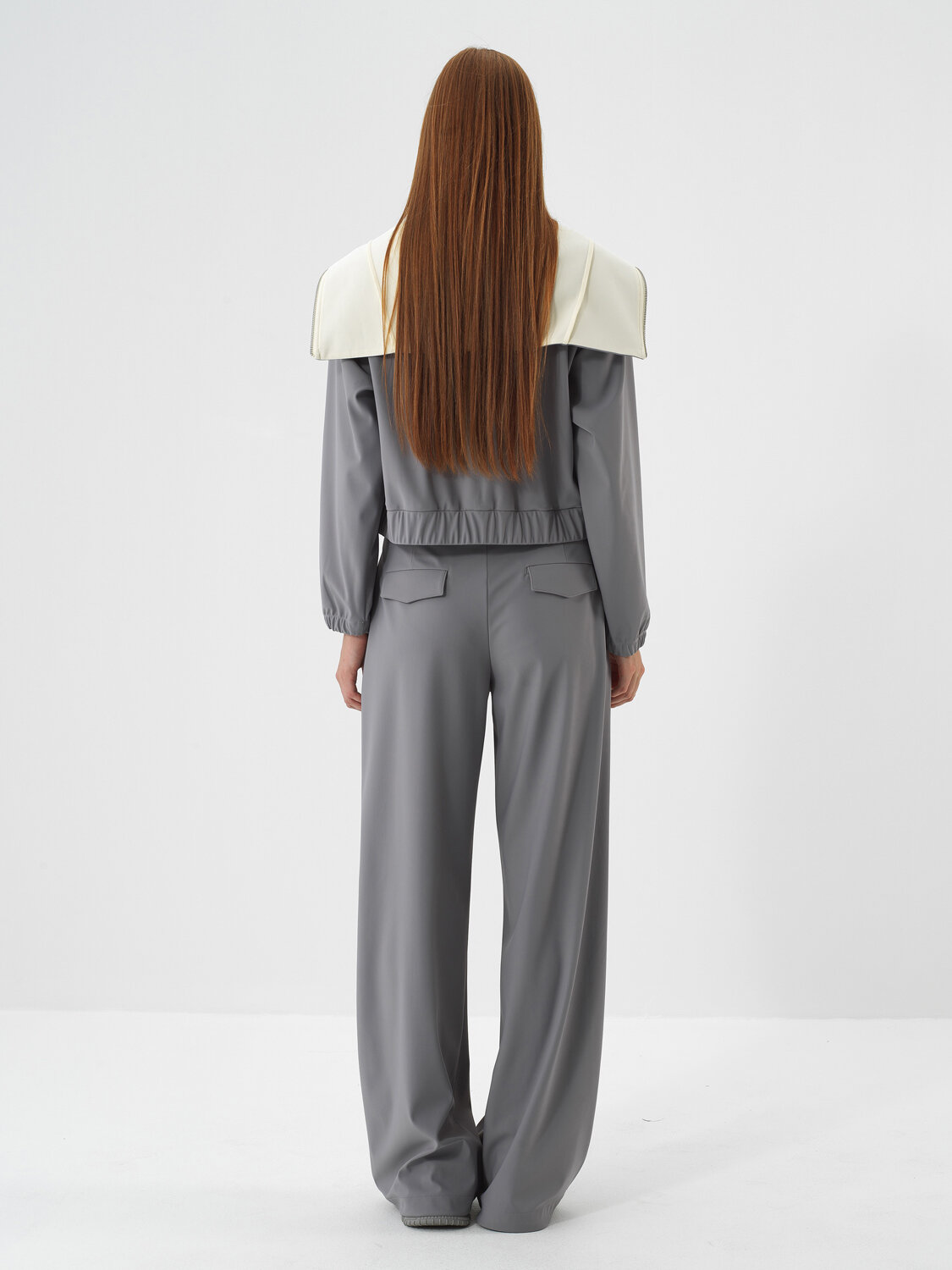 Gri Esnek Dokulu Oversize Ceket - Xint