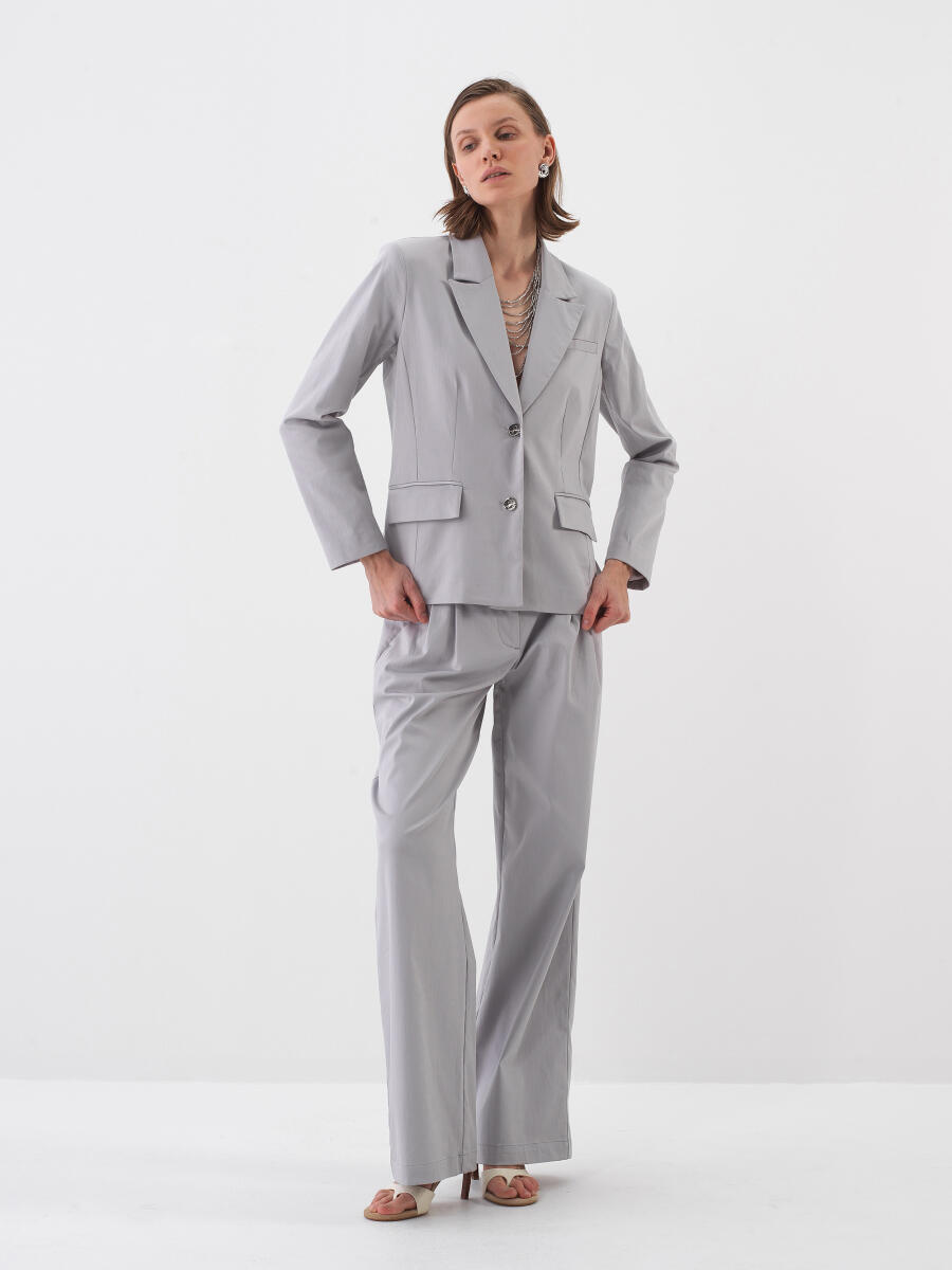 Gri Regular Fit Pamuklu Ceket - 3