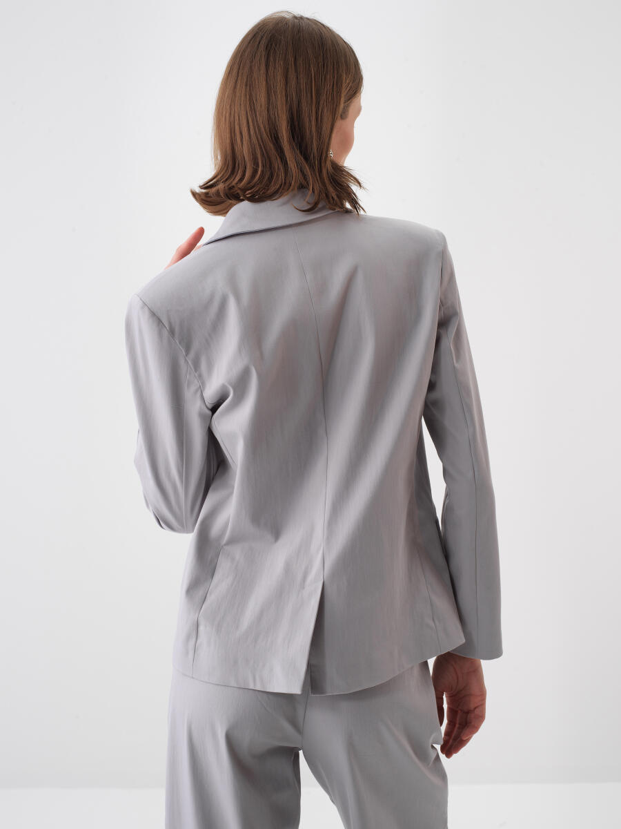 Gri Regular Fit Pamuklu Ceket - 7