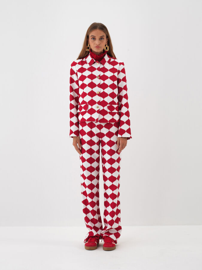 Kırmızı Formunu Koruyan Regular Fit Ceket - Xint