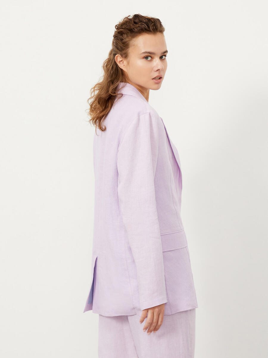 Lila Regular Fit Keten Ceket - 4