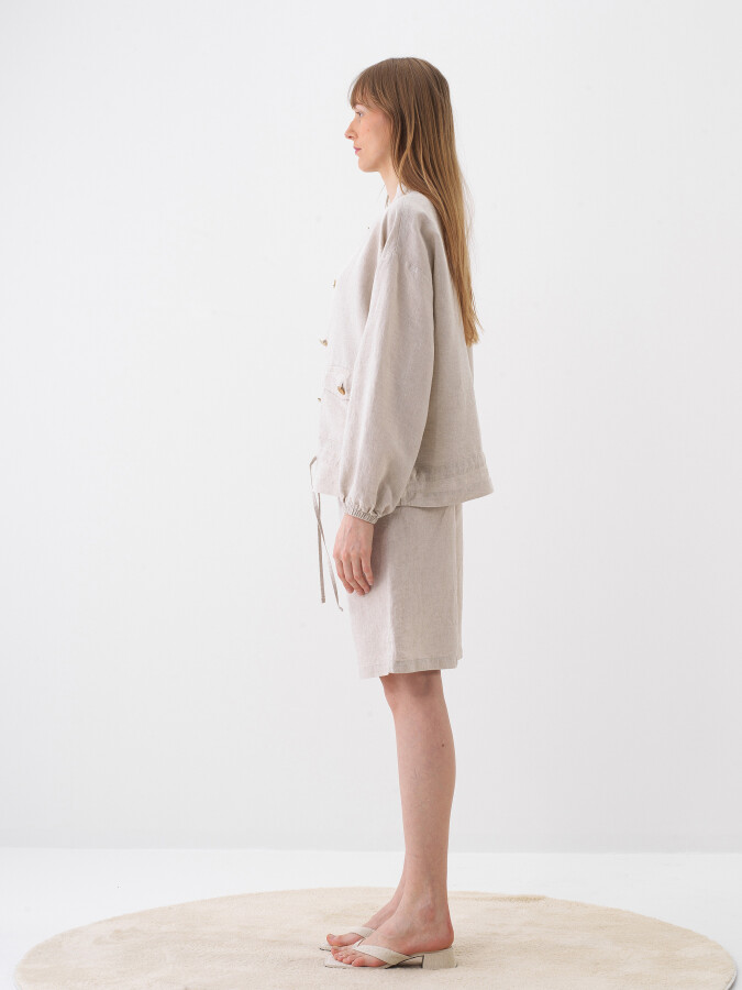 Naturel Oversize Keten Ceket - Xint