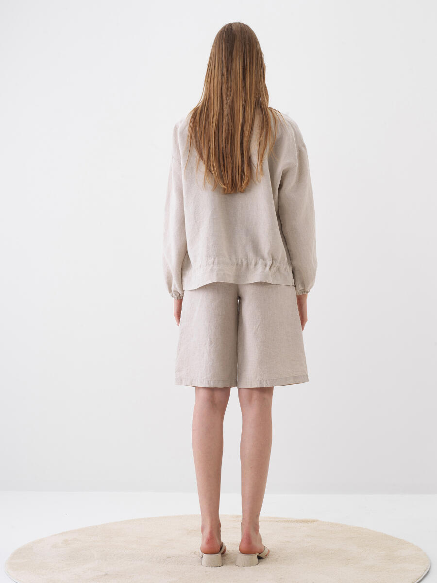 Naturel Oversize Keten Ceket - 6