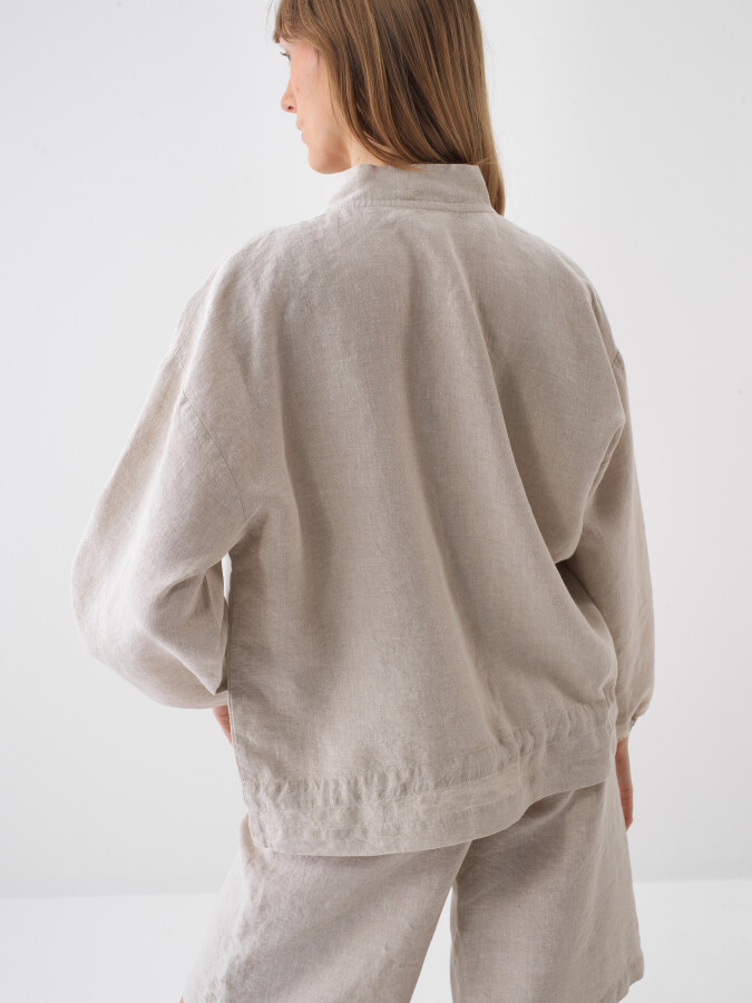 Naturel Oversize Keten Ceket - Xint