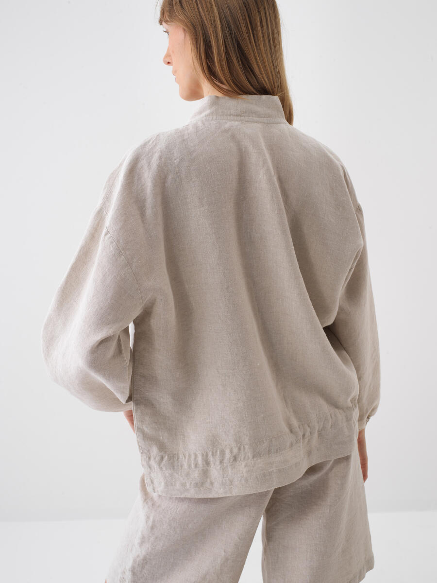Naturel Oversize Keten Ceket - 5