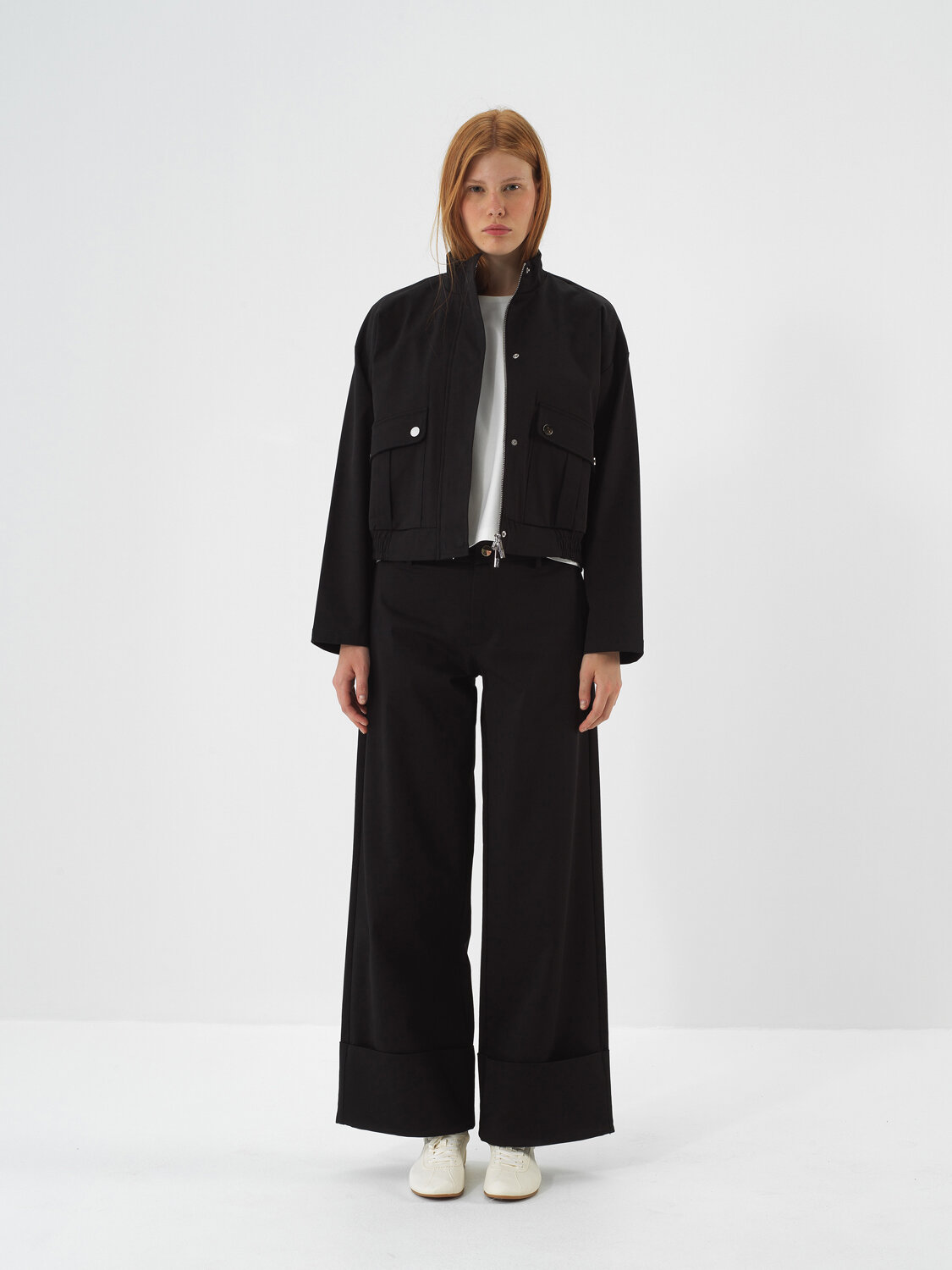 Siyah Pamuk Dokulu Oversize Ceket - Xint