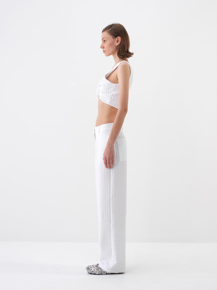 Beyaz Oversize Pamuklu Crop - 3