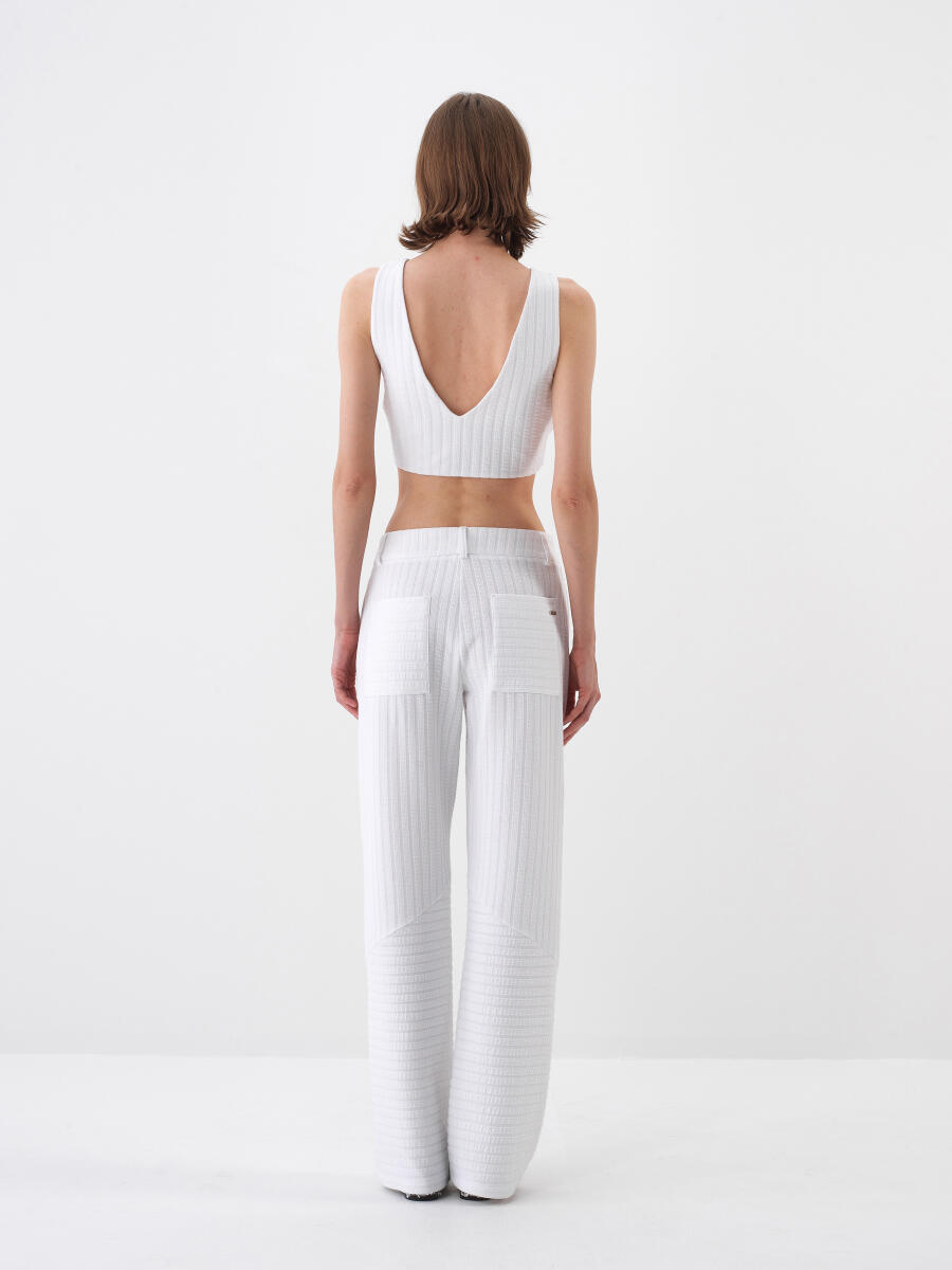 Beyaz Oversize Pamuklu Crop - 5