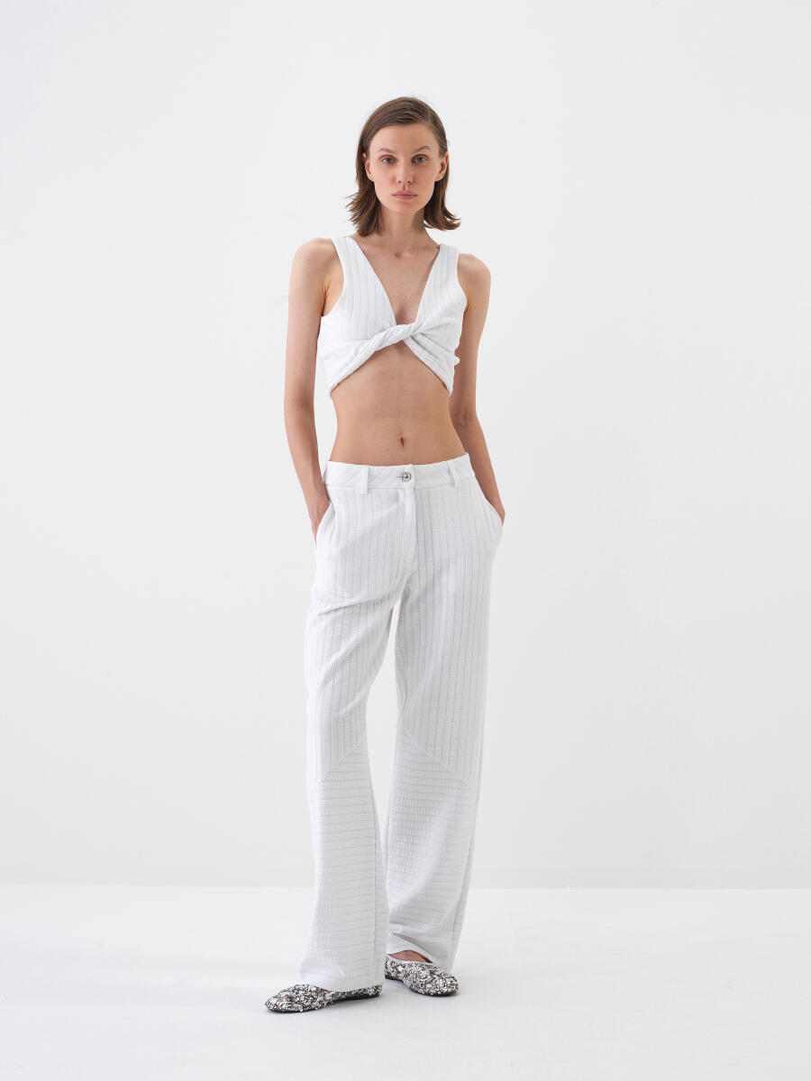 Beyaz Oversize Pamuklu Crop - 2