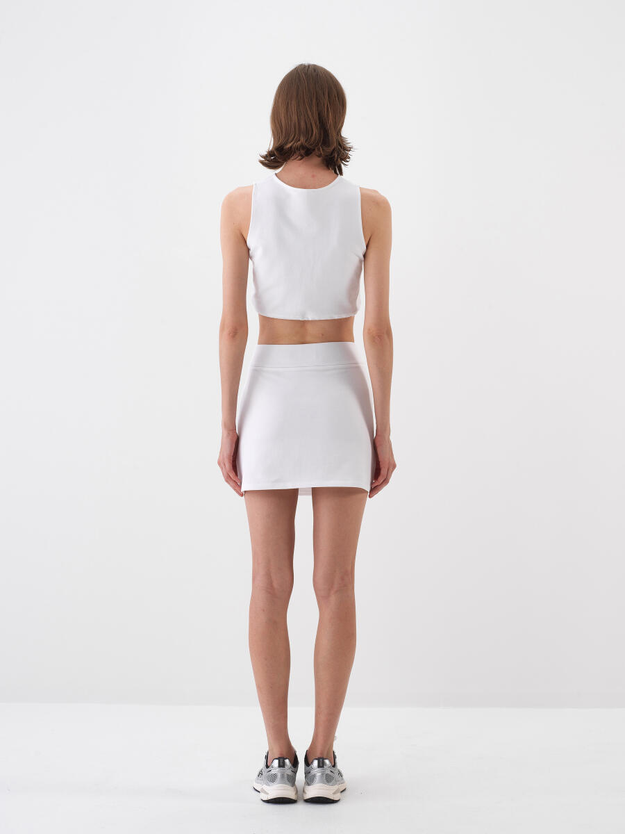 Beyaz Regular Fit Pamuklu Crop - 5