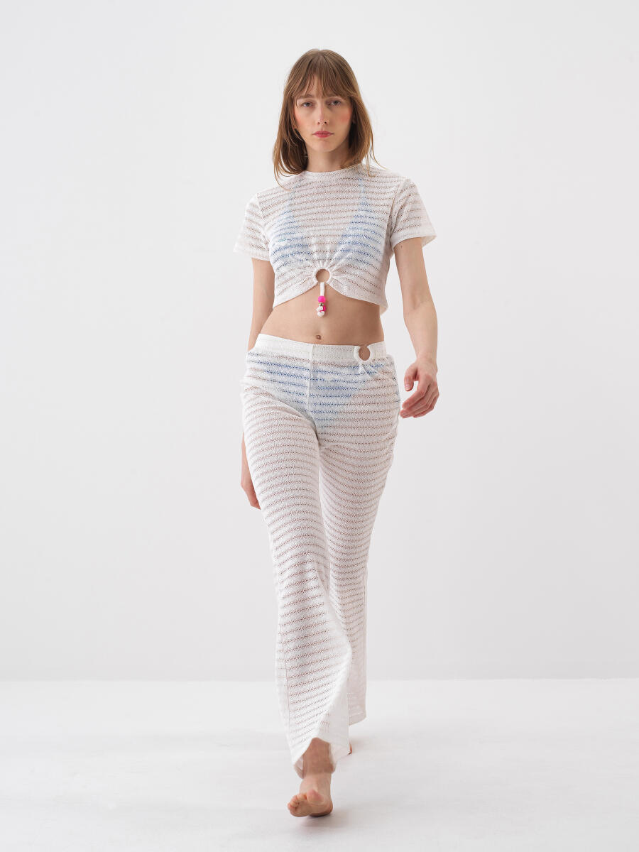 Beyaz Slim Fit Crop - 2