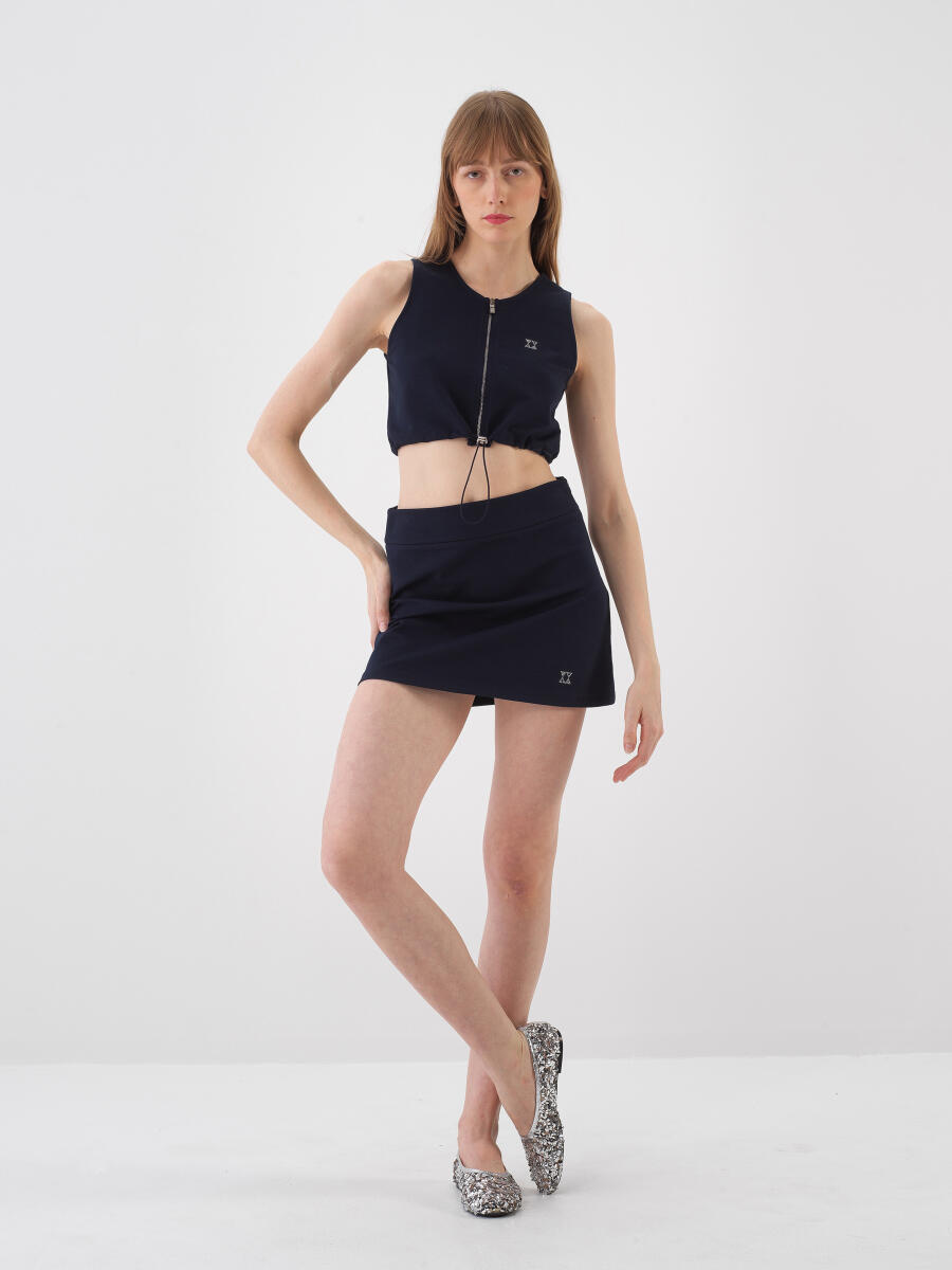 Lacivert Regular Fit Pamuklu Crop - 2