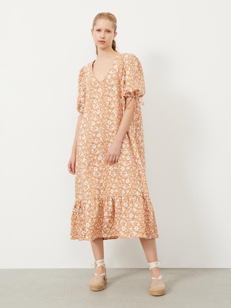 Bej Oversize Pamuklu Elbise - 2