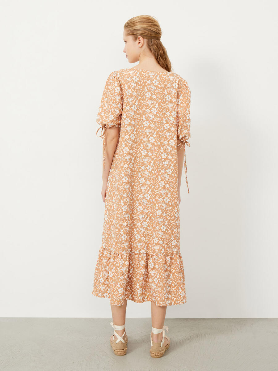 Bej Oversize Pamuklu Elbise - 4