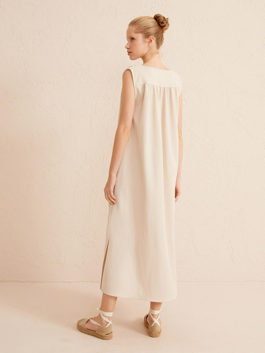 Bej Regular Fit Elbise - 4