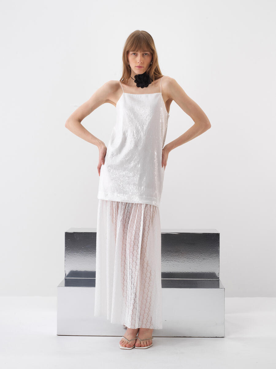 Beyaz Regular Fit Elbise - 3