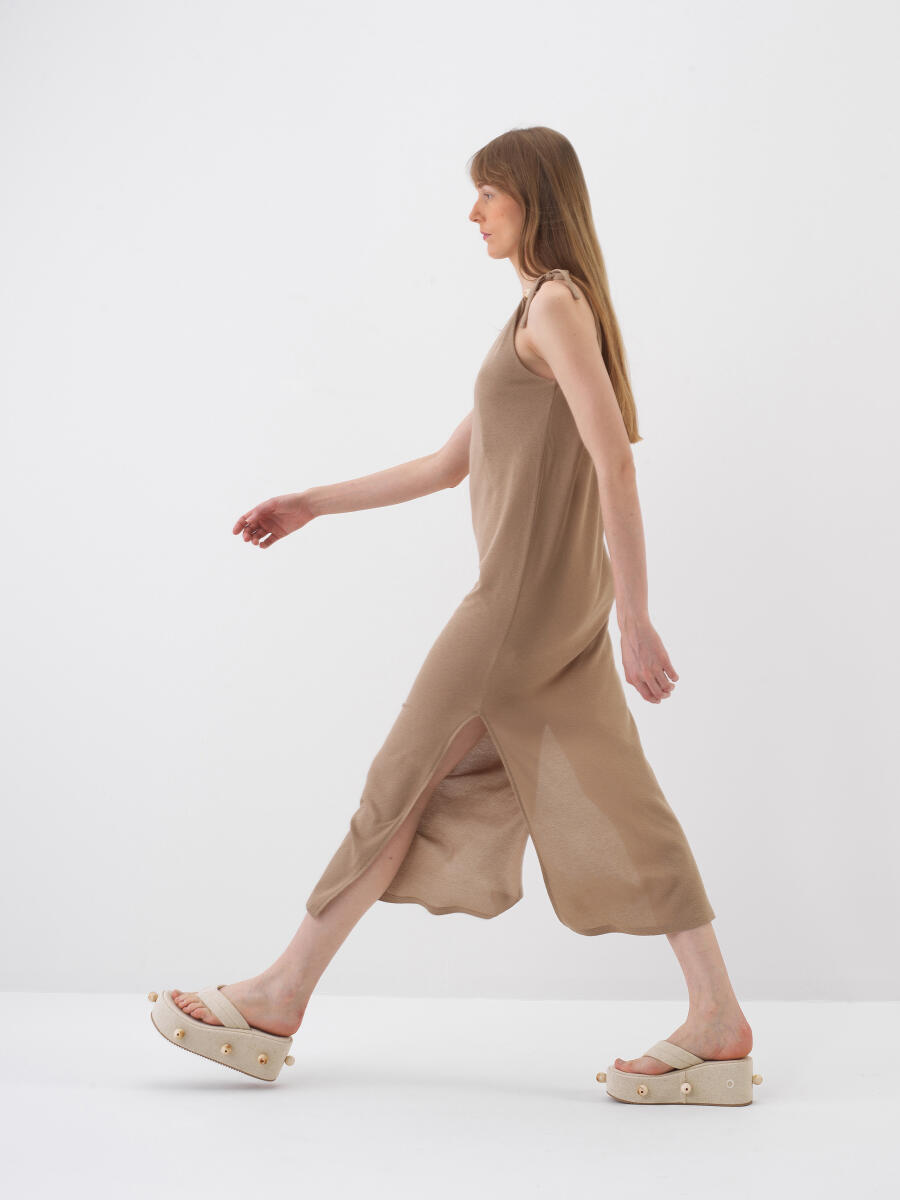 Camel Regular Fit Pamuklu Elbise - 3