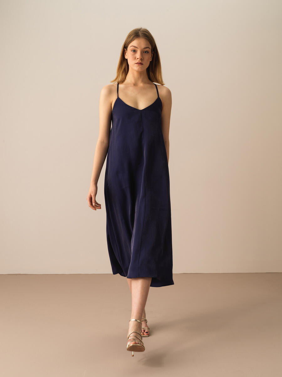Lacivert Regular Fit Elbise