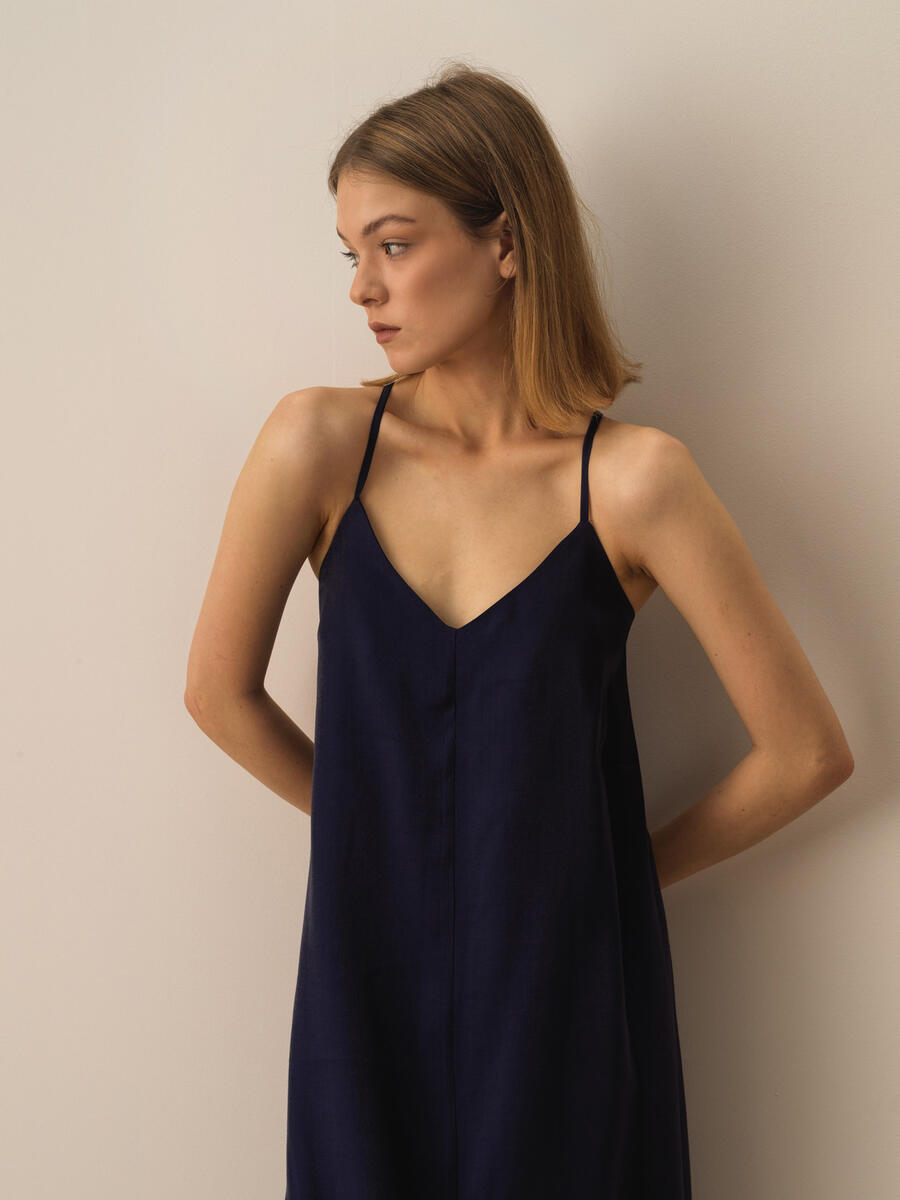 Lacivert Regular Fit Elbise - 3