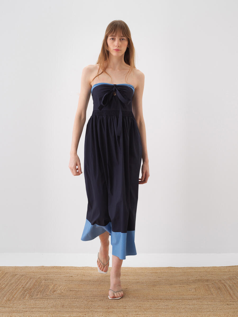Lacivert Regular Fit Pamuklu Elbise