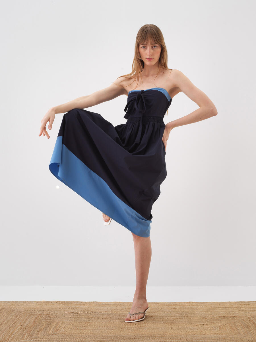 Lacivert Regular Fit Pamuklu Elbise - 3