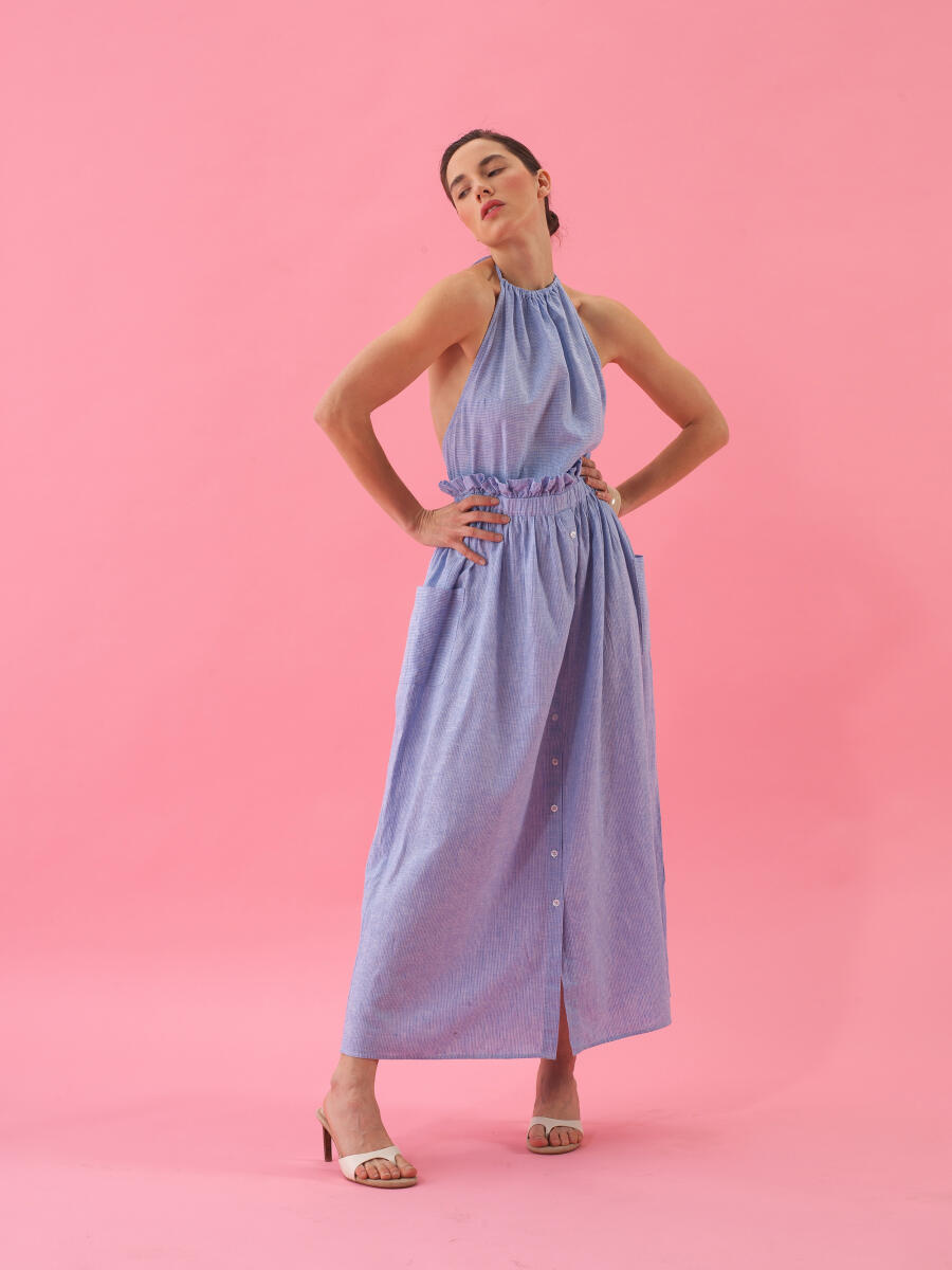 Mavi Regular Fit Keten Elbise