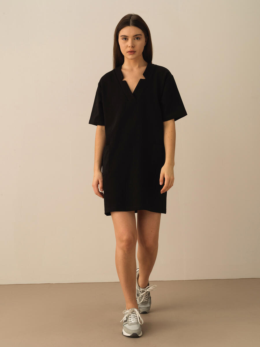 Siyah Oversize Pamuklu Elbise