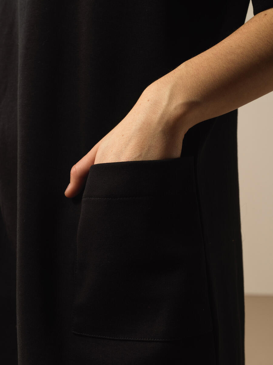 Siyah Oversize Pamuklu Elbise - 3