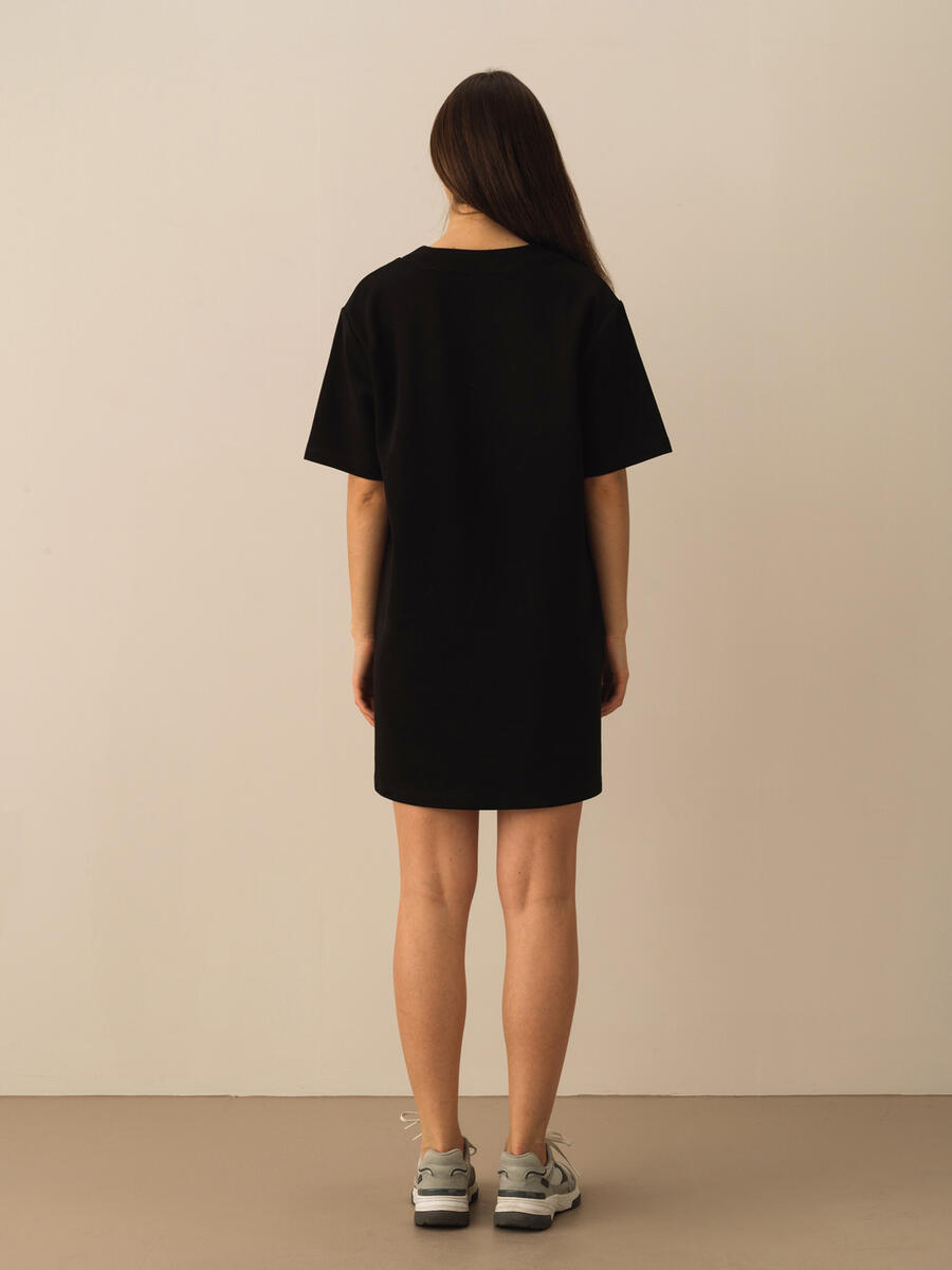 Siyah Oversize Pamuklu Elbise - 4