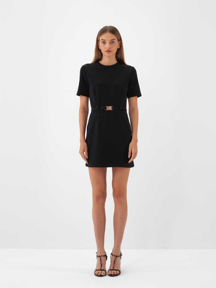 Siyah Pamuk Dokulu Regular Fit Elbise - 2