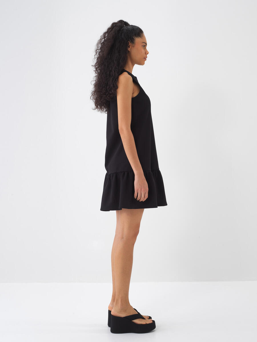 Siyah Regular Fit Pamuklu Elbise - 2