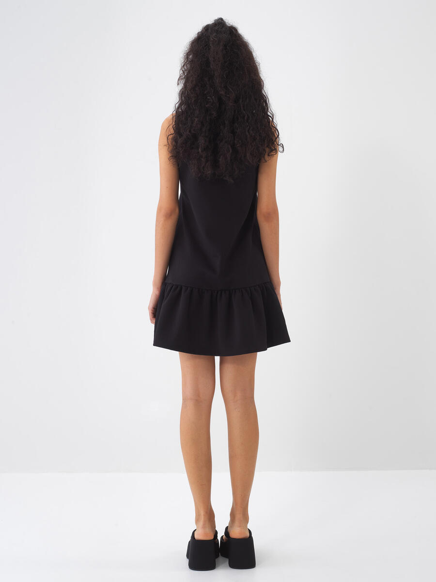 Siyah Regular Fit Pamuklu Elbise - 4