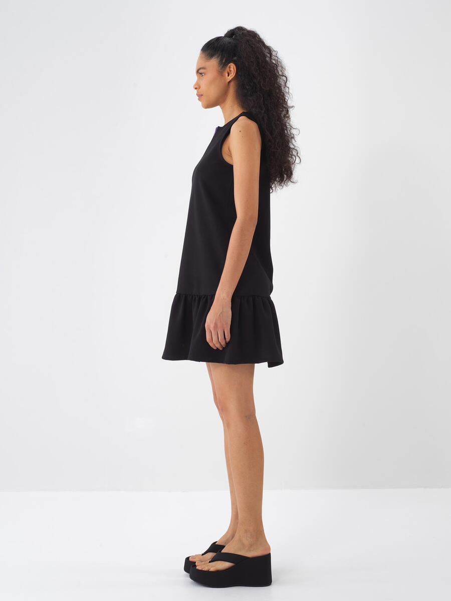 Siyah Regular Fit Pamuklu Elbise - 3