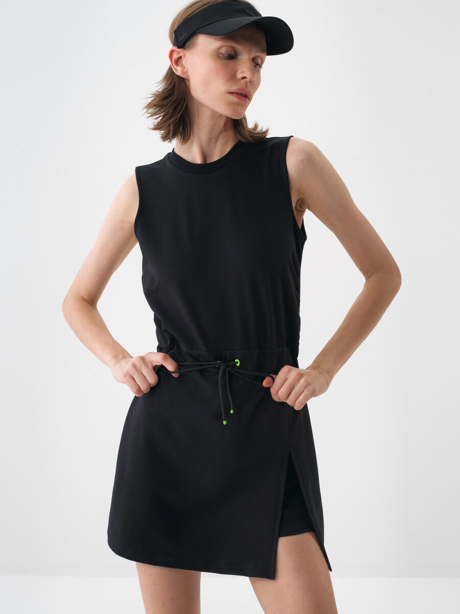 Siyah Regular Fit Pamuklu Elbise - 4