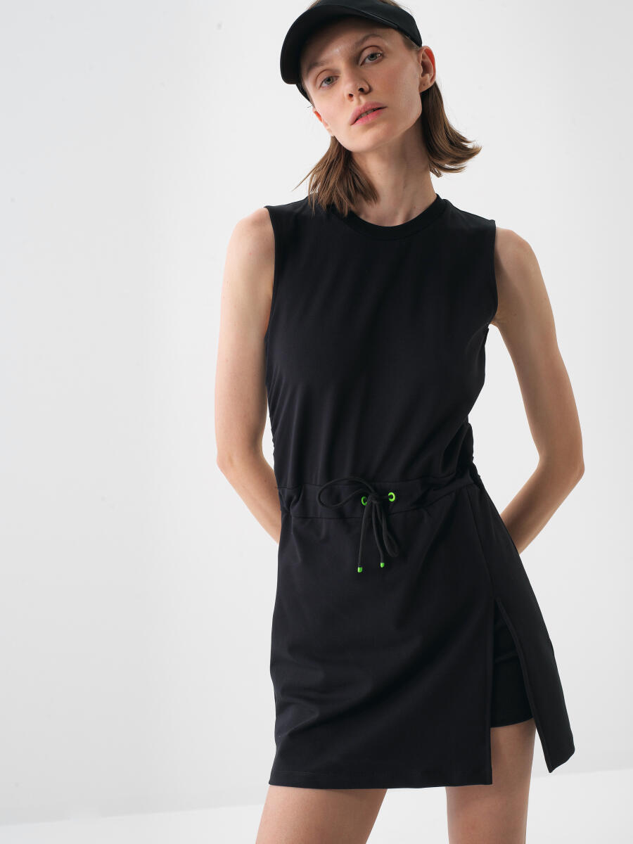 Siyah Regular Fit Pamuklu Elbise - 2