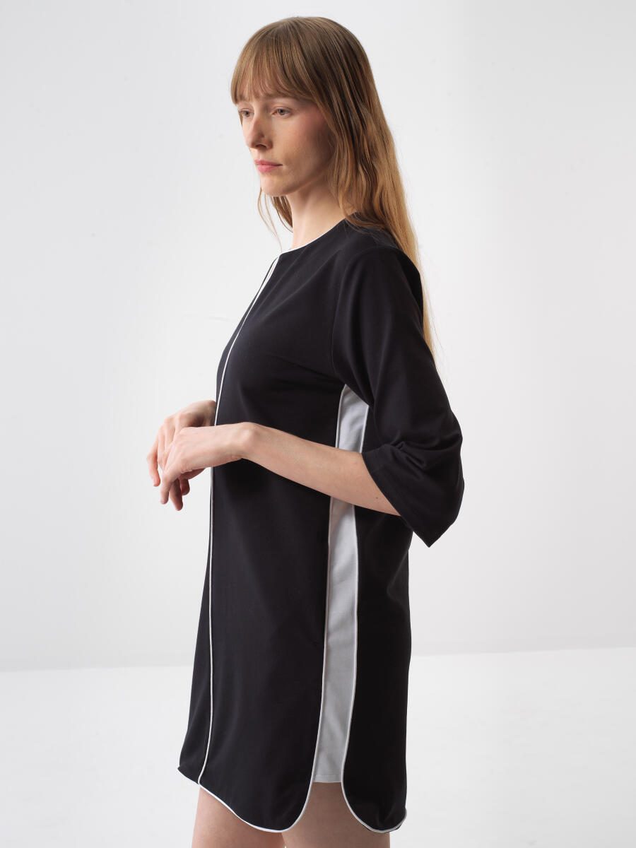 Siyah Regular Fit Pamuklu Elbise - 3