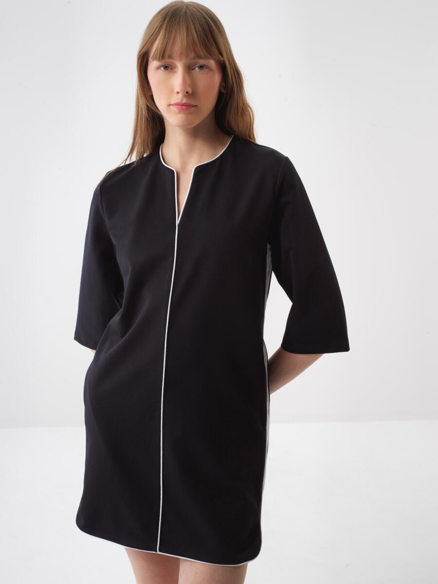 Siyah Regular Fit Pamuklu Elbise - 2
