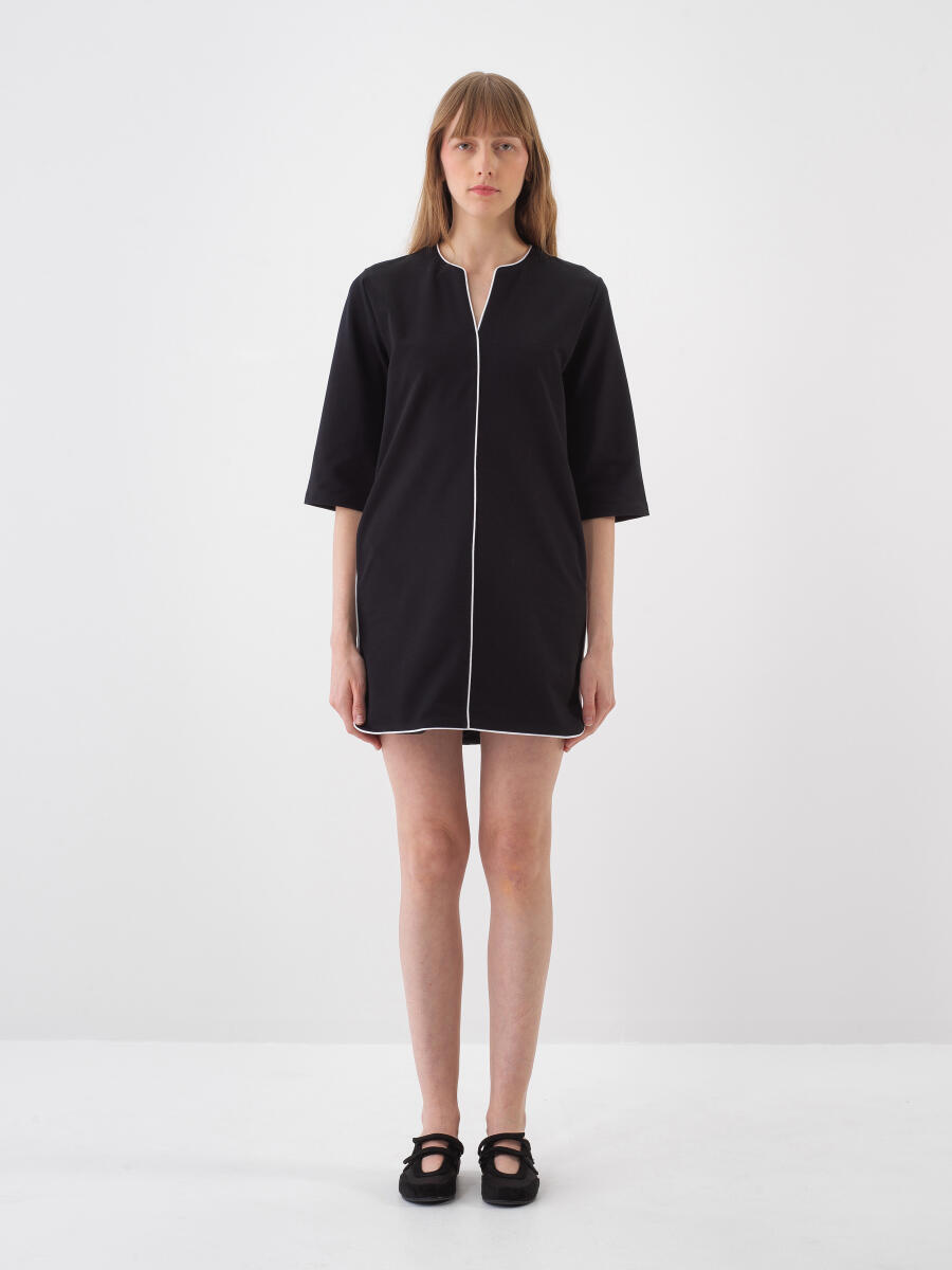 Siyah Regular Fit Pamuklu Elbise