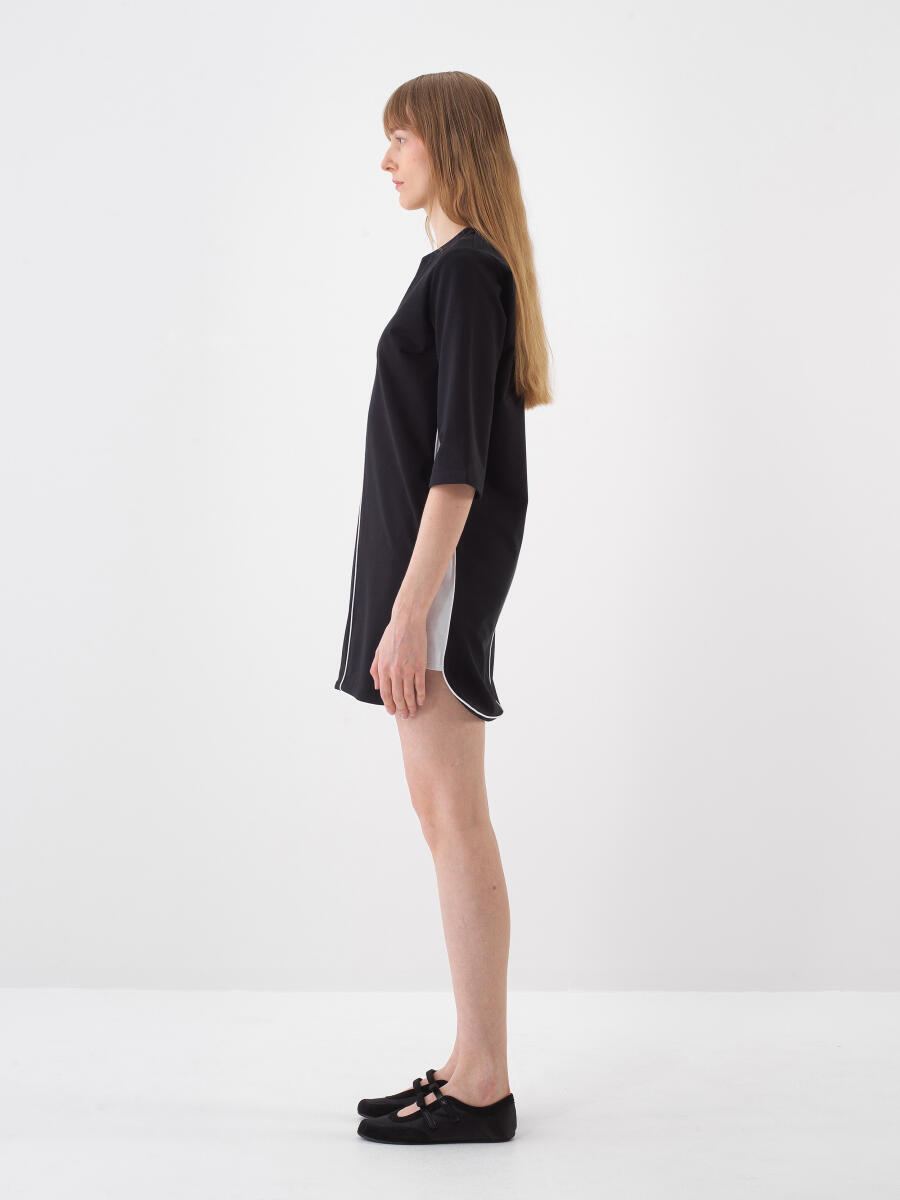 Siyah Regular Fit Pamuklu Elbise - 4