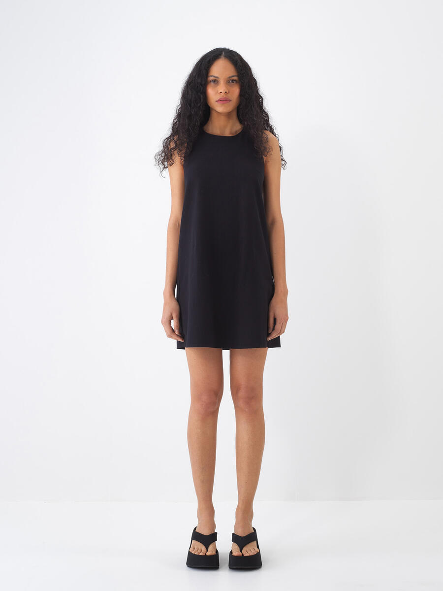 Siyah Regular Fit Pamuklu Elbise