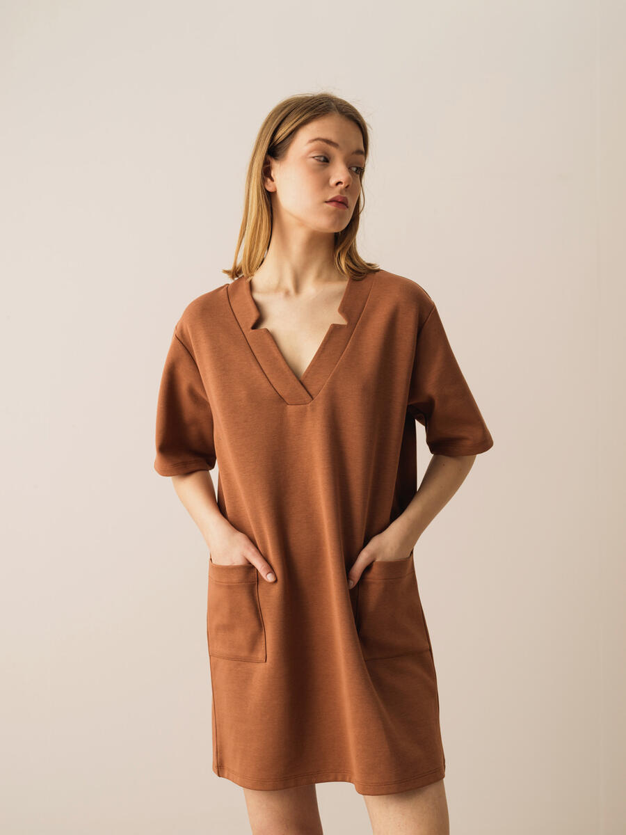 Vizon Oversize Pamuklu Elbise - 2