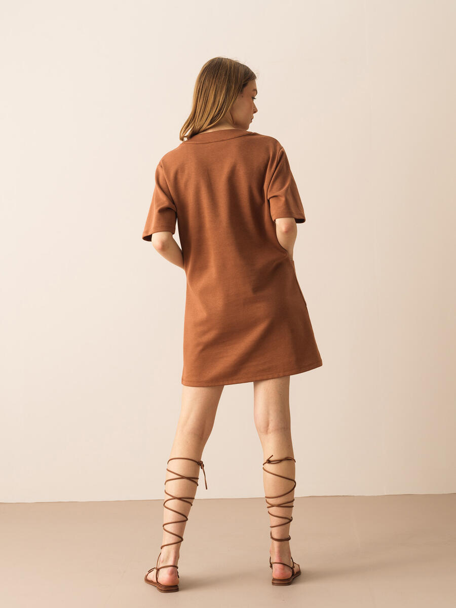 Vizon Oversize Pamuklu Elbise - 4