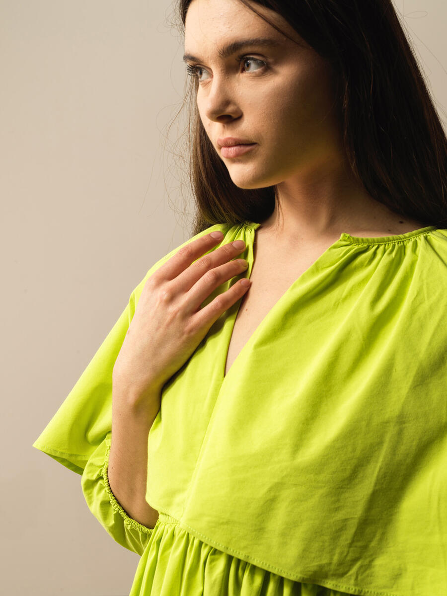 Yeşil Oversize Pamuklu Elbise - 3