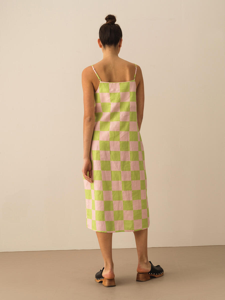 Yeşil Regular Fit Keten Elbise - 4