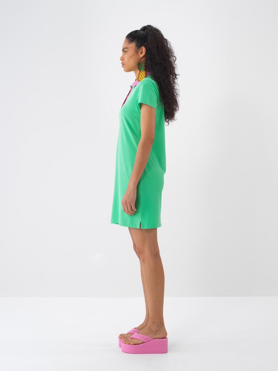 Yeşil Regular Fit Pamuklu Elbise - 3
