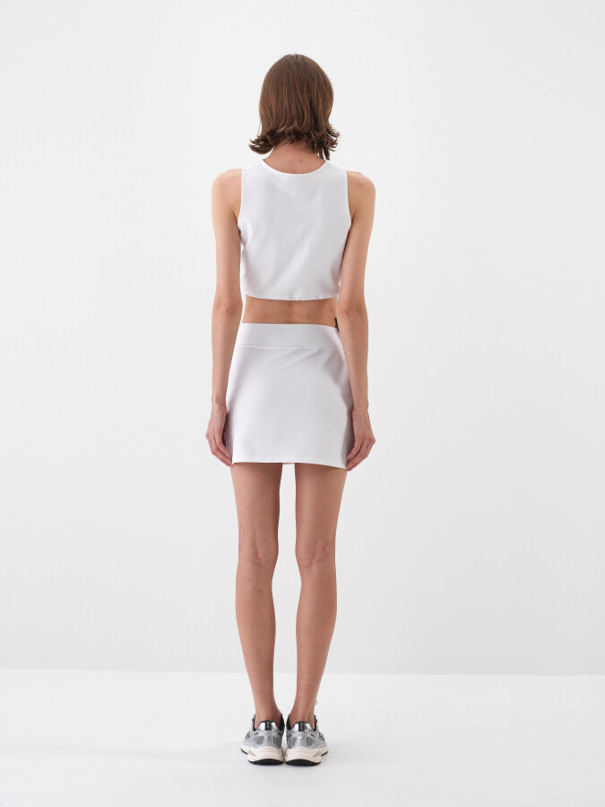 Beyaz Regular Fit Pamuklu Etek - Xint